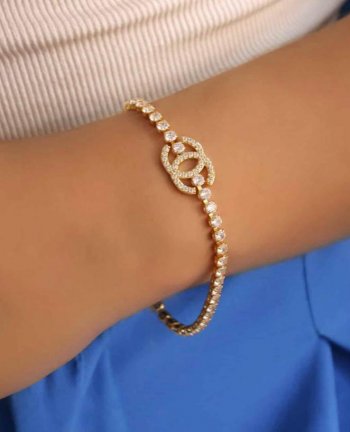 Pulseira Riviera Com Zircônias Inspiração Channel. Semijóias18k